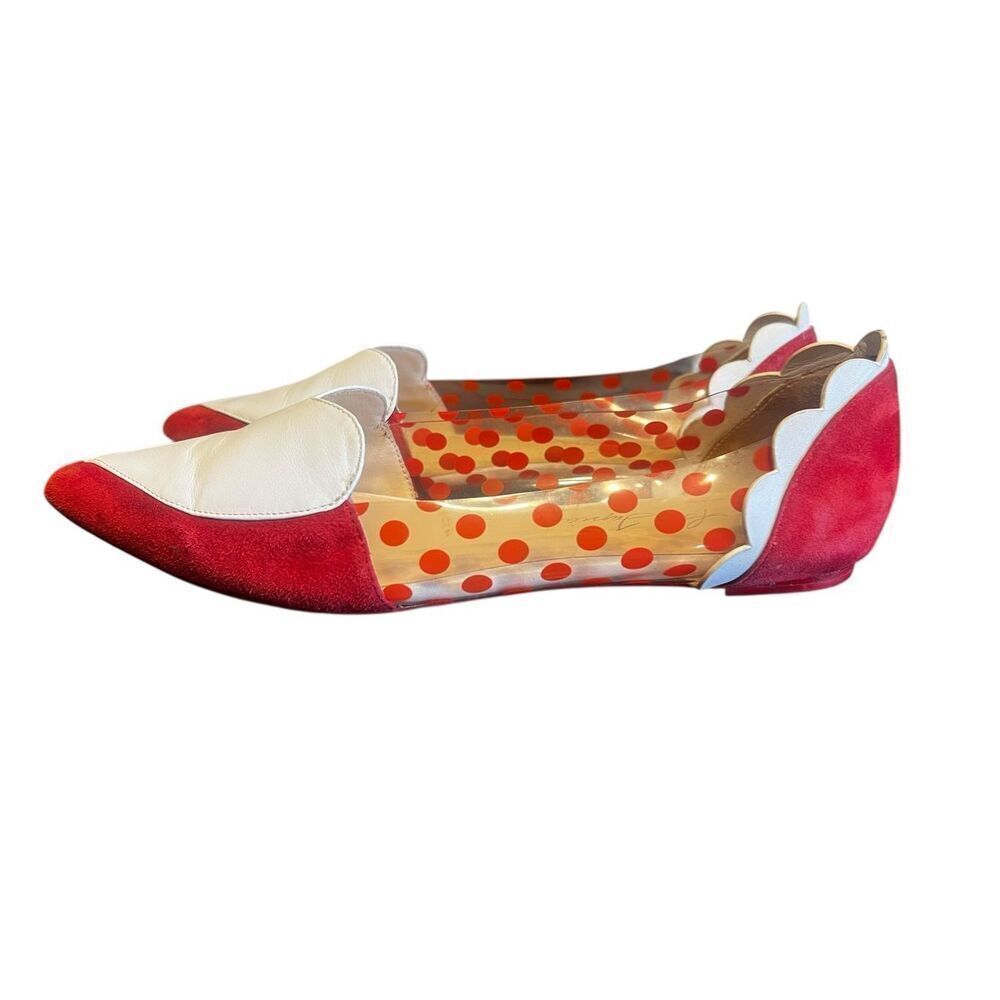 Isa Tapia red white hearts leather pointed toe slip on ballet flats 8.5 loafers